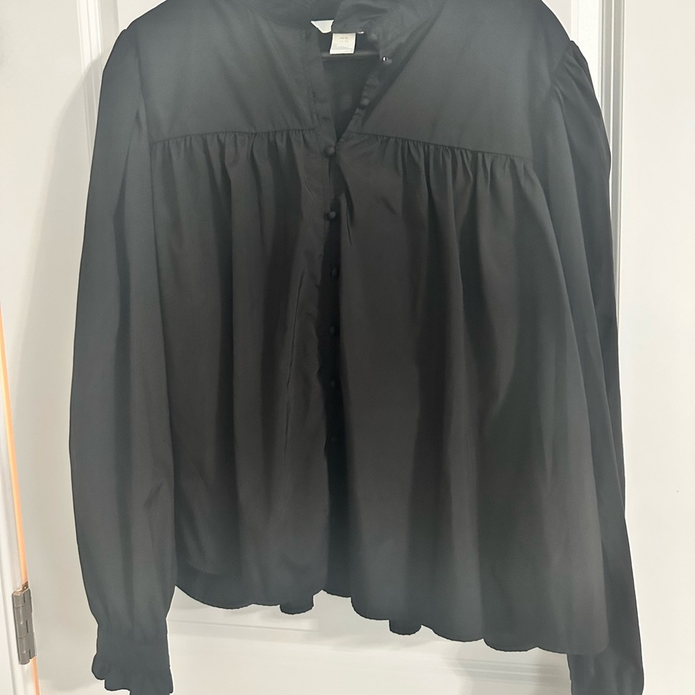 H&M XL Romantic Dress Blouse- Black